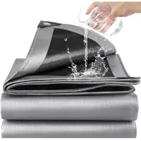 Sonstiges Bâche étanche, robuste, 180 g/m², dimensions 4m x 6m, couleur argentée et noire, résistante au gel, protection UV, en plastique PE