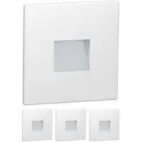 Ledscom.de : 4 spots LED pour escaliers/appliques murales, adaptés à une utilisation intérieure et extérieure, type downlight, carrés, 85 x 85 mm, lumière blanche froide