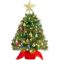 StarTech.com Mini sapin de Noël - Modèle de table - 60 cm - Lumières LED - Décorations de Noël suspendues - Sapin artificiel - Coffret
