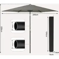 StarTech.com Parasol hexagonal - Parasol de jardin - 240 cm - Gris foncé - Résistant aux UV - Imperméable - Avec manivelle - Inclinable à 45°