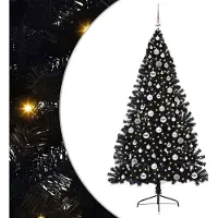vidaXL Sapin de Noël artificiel pré-éclairé noir 240 cm PVC