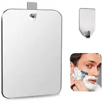 OEM Miroir de salle de bain incassable avec crochets - 25x20 cm - Argenté - Facile à installer - idéal pour les vacances, le camping et la maison