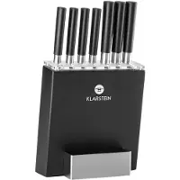 Klarstein Couteau Cuisine, Lot 7 Couteau de Cuisine Professionnel avec Bloc, Set Couteaux et Ustensiles de Cuisine en Acier Inoxydable, Kit Support Blocs Couteaux Professionnelle, Résistants Rayures