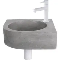 FortiFura Fuente pack lave-mains d'angle – 31,5 x 31,5 x 10 cm – béton gris – robinet blanc mat SW642464 / SW696206 / SW696216 / SW1210972 / SW113