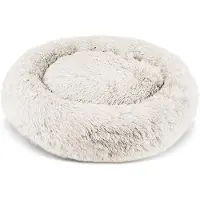 Merkloos Lit douillet pour chien et chat, avec housse amovible, couleur crème, extra large (81 cm)