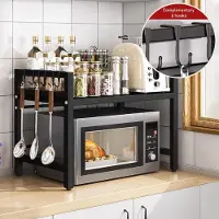 Merkloos Elzusha - Organisateur de plateau pour micro-ondes, extensible de 42 à 64 cm