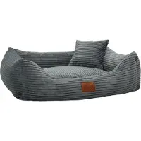 Merkloos Coussin pour chien en velours côtelé avec housse lavable - Gris foncé, taille XL (115x90 cm)
