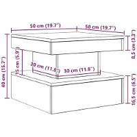 vidaXL Table basse avec lampes LED noir aspect chêne 50x50x40 cm