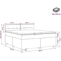vidaXL Lit à lattes avec matelas et éclairage LED, noir, 160 x 200 cm, revêtement en velours