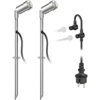 Ledscom.de : Projecteurs d'extérieur LED Spico avec pique à installer dans le sol, classe IP44, 105 lumens, lumière blanc chaud, lot de 2 – Spico / Aluminium / Couleur de la lumière : blanc chaud