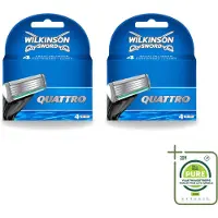 Wilkinson 2 lames de rechange Quattro avec coupe-bordures de précision - Grand format - 2 pièces