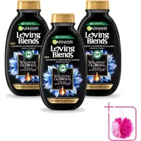 Garnier 3 x Shampooing Loving Blends Charbon Magnétique - pour les cuirs chevelus gras et les longueurs sèches - 300 ml - Pack économique - 3 pièces