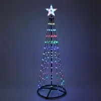 Spetebo Arbre de Noël lumineux avec étoile en sommet, 150 cm, pour extérieur, avec télécommande et minuterie - 154 LED - Arbre de Noël en métal noir, multicolore, avec changement de couleur