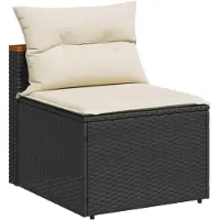 vidaXL Canapés de jardin sans accoudoirs avec coussins 2 pcs noir poly rotin