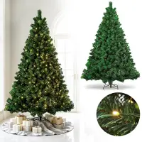 Eikuavons Arbre de Noël artificiel , 210 cm de haut, avec 400 LED blanc chaud, 1200 décorations, sapin artificiel avec support en métal, idéal pour le salon