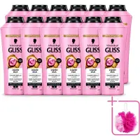 GLISS 12 flacons de shampooing -Kur Liquid Silk, pour des cheveux soyeux - 400 ml - Coffret économique - 12 pièces