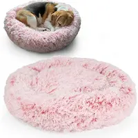 Merkloos Panier pour chien antidérapant, lavable, en peluche, de forme ronde, diamètre 60 x 16 cm. Offre luxe et confort. Lit pour chien