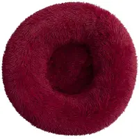 Sonstiges Lit pour chien, forme ronde, couleur rouge vin, dimensions 90x90x20 cm, lavable, revêtement en Fourrure artificielle, composition : polypropylène et coton
