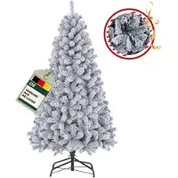 GTPLAYER : Sapin de Noël artificiel, décoration de Noël, 195 cm, fabriqué en PVC, avec plus de 1000 extrémités, branches épaisses avec des décorations en rubans et des cartes de vœux
