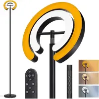StarTech.com Lampe sur pied - Lampe sur pied LED - 192 cm - Télécommande - Double anneau, rotatif à 312° - Intensité variable - 1900–6500 K - Noir