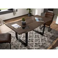 MASSIVMOEBEL24.DE MASSIVMOEBEL24 | Table à manger 160x90 Acacia laqué Gris taupe / Anthracite laqué FREEFORM