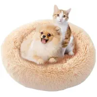Sonstiges Lit pour chien, forme de donut, en peluche, lavable, couleur beige, dimensions : 80 cm