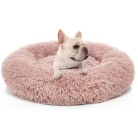Sonstiges Lit orthopédique pour chien, en Fourrure artificielle, forme ronde, panier pour chien, coussin, couleur rose