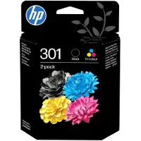 HP 301 pack de 2 cartouches d'encre noir/trois couleurs authentiques