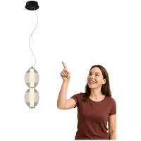 ITALUX Lampe suspendue décorative pour le salon au-dessus de la table abat-jour en verre décoratif à double bande couleur chaude LED 16W RINOT