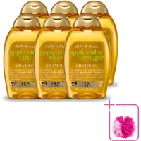 OGX 6 bouteilles de shampooing vinaigre de cidre de pomme , formule clarifiante et brillante, 385 ml - Lot de 6
