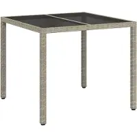 vidaXL Table de jardin Grise 90 x 90 x 75 cm en polyrotin