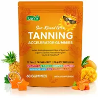 P-Beauty Bronzage naturel, gommes pour le bronzage, protection solaire, carotène, vitamines A, C, D, E, 60 gommes