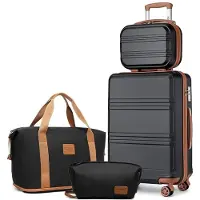 StarTech.com Valise de voyage - Bagage à main - Ensemble de 4 pièces - 55 cm - Nécessaire de toilette - Sac de toilette - Noir