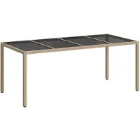 vidaXL : Table de jardin beige en polyrotin