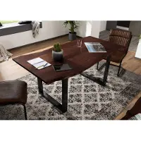 MASSIVMOEBEL24.DE MASSIVMOEBEL24 | Table à manger 220x100 Acacia laqué Brun / Anthracite laqué FREEFORM