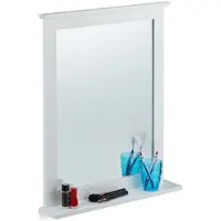 B2X Miroir mural blanc avec étagère
