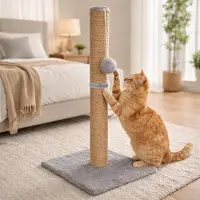 Merkloos Arbre à chat de 40 cm, avec une balle suspendue, une base en peluche, idéal pour les chats d'intérieur