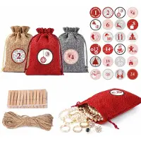 Dripio Kit de création de calendrier de l'Avent : 24 petits sacs en coton de 10x14 cm avec accessoires
