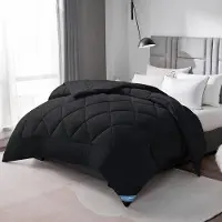 Merkloos Couette 140 x 200 cm, noire, en microfibre, garnissage 300 g/m², pour lit 90 x 190 cm
