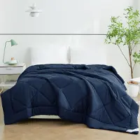 Merkloos Couette d'été 240 x 260 cm, légère et respirante, en microfibre, de couleur bleue, pour chambre à coucher