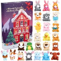Merkloos Calendrier de l'Avent 2024, avec 24 peluches et porte-clés, pour enfants, décoration de Noël