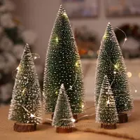 Sonstiges Mini-sapin de Noël, ensemble de 5 pièces. Sapins en sisal, effet neige et givre, hauteur de 10 à 30 cm