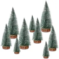 Sonstiges Mini-sapin de Noël artificiel avec socle en bois, ensemble de 9, 3 tailles, couleur verte