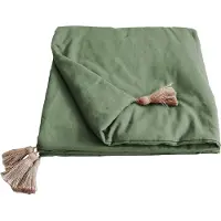 Merkloos Couverture de lit, en jute, 90 x 190 cm, couleur terre, avec 4 pompons, pour enfants