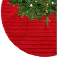 Sonstiges Nappe ronde pour sapin de Noël, rouge, avec bordure moelleuse, 122 cm
