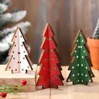 Sonstiges Décoration de Noël, ensemble de 3 petits sapins en bois, style rustique