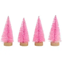 Sonstiges Mini sapin de Noël artificiel, rose, dimensions 4,5 cm x 10,5 cm, lot de 4