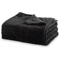 Merkloos Couverture en flanelle, dimensions 220x240 cm, couleur noire, pour lit