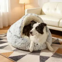 Merkloos Lit pour chien, 60 cm, forme de coquillage, en peluche, lavable, pour intérieur et extérieur