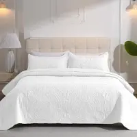 Merkloos Couverture de lit 240 x 260 cm, pour lit double, avec 2 taies d'oreiller 50 x 90 cm, de couleur blanche, pour chambre à coucher